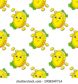 Color seamless pattern. Cartoon style. Bright design. For walpaper, poster, banner. Hand drawn. Vector illustration isolated on white background.