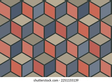 Color seamless pattern. Cube ornament. Decorative tile
