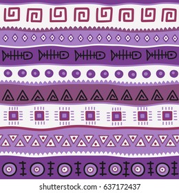 Color seamless pattern in ethnic style. Ornamental element African theme. Set of vintage decorative tribal border. Traditional Maori decoration background with national elements form.
