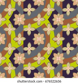 Color seamless pattern with flower and rainbow.