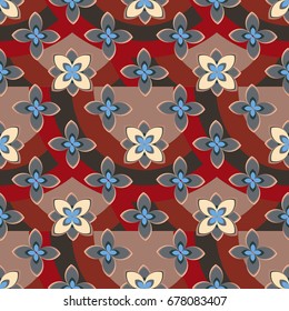 Color seamless pattern with flower and rainbow.