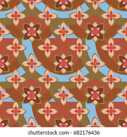 Color seamless pattern with flower and rainbow.
