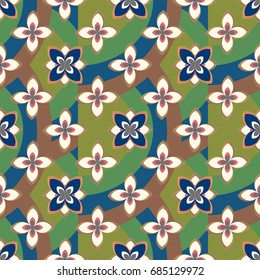 Color seamless pattern with flower and rainbow.