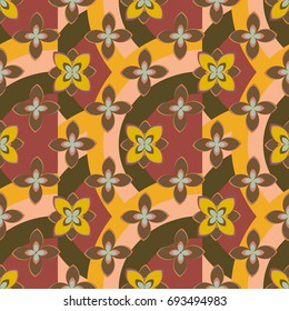 Color seamless pattern with flower and rainbow.