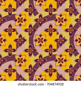 Color seamless pattern with flower and rainbow.