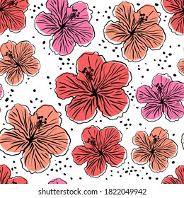 color sin fisuras con flores. Un dibujo a mano. El estilo del esbozo.