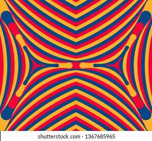 Color seamless pattern with hypnotic trance texture. Abstract multicolored striped background. Op art unique bright abstraction. Psychedelic trippy art.