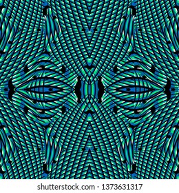 Color seamless pattern with hypnotic trance texture. Multicolored glitched background. Op art unique bright kaleidoscope. Psychedelic trippy art.