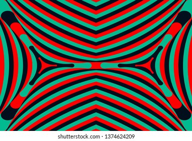 Color seamless pattern with hypnotic trance texture. Abstract multicolored striped background. Op art unique bright abstraction. Psychedelic trippy art.
