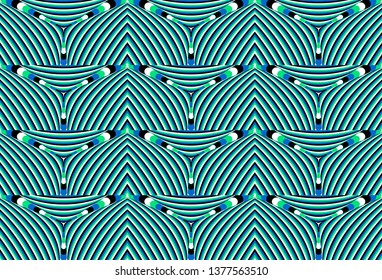 Color seamless pattern with hypnotic trance texture. Abstract multicolored striped background. Op art unique bright abstraction. Psychedelic trippy art.