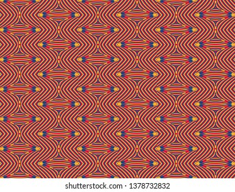 Color seamless pattern with hypnotic trance texture. Abstract multicolored striped background. Op art unique bright abstraction. Psychedelic trippy art.
