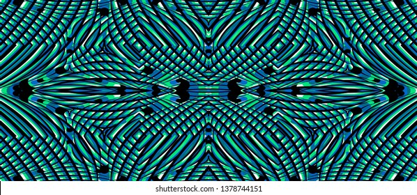 Color seamless pattern with hypnotic trance texture. Multicolored glitched background. Op art unique bright kaleidoscope. Psychedelic trippy art.