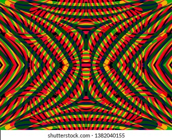 Color seamless pattern with hypnotic trance texture. Multicolored glitched background. Op art unique bright kaleidoscope. Psychedelic trippy art.