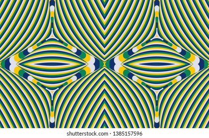 Color seamless pattern with hypnotic trance texture. Abstract multicolored striped background. Op art unique bright abstraction. Psychedelic trippy art.