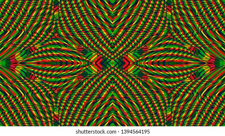 Color seamless pattern with hypnotic trance texture. Multicolored glitched background. Op art unique bright kaleidoscope. Psychedelic trippy art.