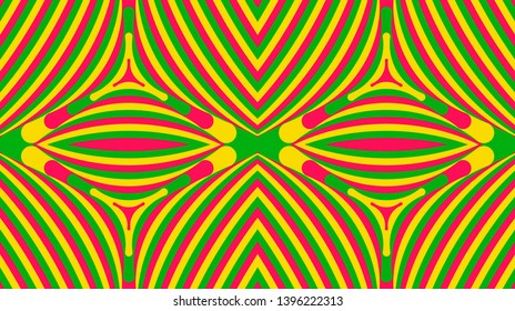 Color seamless pattern with hypnotic trance texture. Abstract multicolored striped background. Op art unique bright abstraction. Psychedelic trippy art.