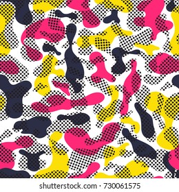 color seamless pattern modern bold camouflage cover. Colorful bubble shapes  vector composition with ornament. Trendy minimal design