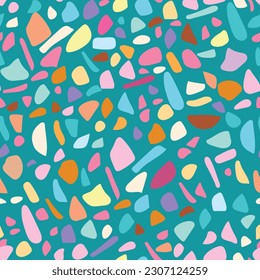 Color seamless pattern with spots on turquoise background.