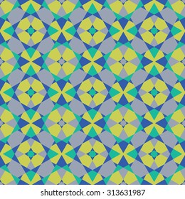 Color seamless pattern of triangles, built on the principle of the kaleidoscope.