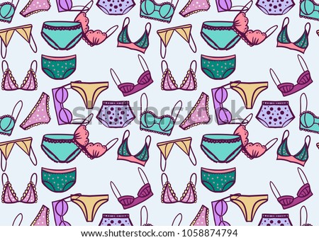 color seamless pattern underwear: bras and panties