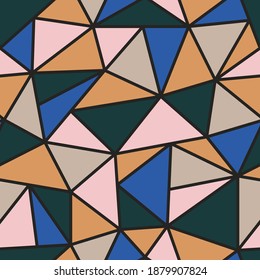 Patrón geométrico poligonal sin inconvenientes de color. Resumen de fondo de moda repetible. Impresión moderna de mosaico