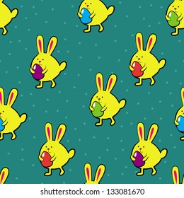 The color seamless with rabbits and eggs