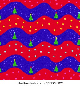 The color seamless with stars and christmas tree