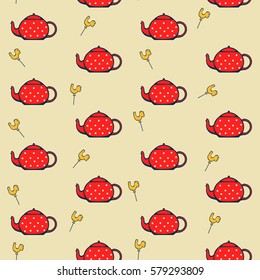 The  color  seamless with teapots