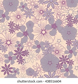 Color seamless vector background. Set of flowers