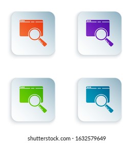 Color Search in a browser window icon isolated on white background. Set icons in square buttons. Vector Illustration