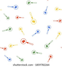 Color Search concept with folder icon isolated seamless pattern on white background. Magnifying glass and document. Data and information sign. Vector.