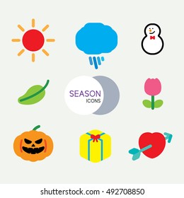 Color Season Icons Design . Vector Illustration