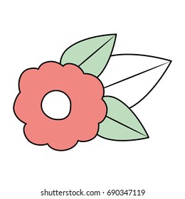 color section silhouette of hand drawing bud rose with leaves vector illustration