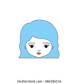 color sections silhouette caricature closeup front view face woman with wavy short hairstyle vector illustration