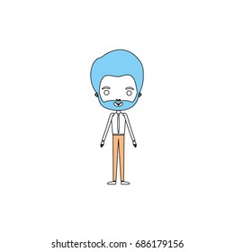 color sections silhouette caricature groom man in wedding formal suit with van dyke beard vector illustration