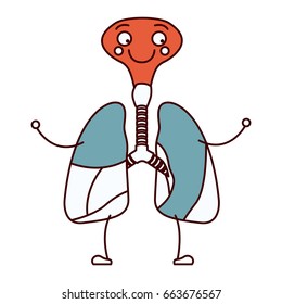 color sections silhouette caricature respiratory system with windpipe vector illustration