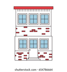 color sections silhouette house of two floors vector illustration