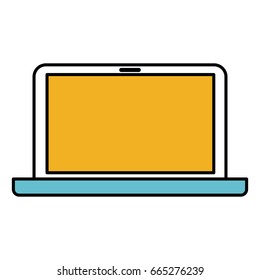 color sections silhouette of laptop computer in front view vector illustration