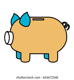 color sections silhouette of moneybox in shape of pig vector illustration