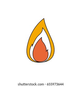 color sections silhouette of small flame with thick contour vector illustration