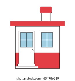 color sections silhouette of small house with chimney vector illustration