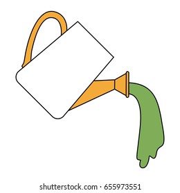 color sections silhouette of watering can with thick contour vector illustration