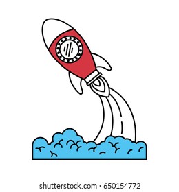 color sectors silhouette of space rocket launch vector illustration