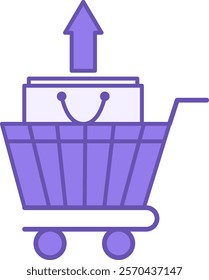 Color Sell Icon. Vector Illustration. Shopping Cart and Bag. Selling Goods, Stocks, or Securities. Stock Market Concept