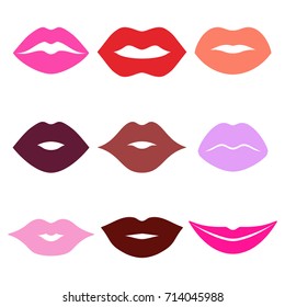 Color sensual lips vector icon. Flat design vector illustration isolated on a white background.