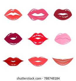 Color sensual red lips vector icon. Vector illustration isolated on a white background.