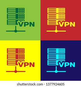 Color Server VPN icon isolated on color backgrounds. Vector Illustration