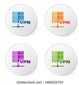 Color Server VPN icon isolated on white background. Set icons in circle buttons. Vector Illustration