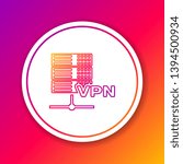Color Server VPN line icon isolated on color background. Circle white button. Vector Illustration