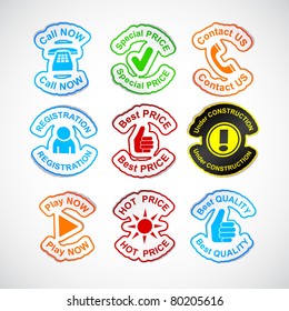 Color set of 9 vector stickers.